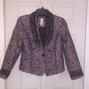 Purple black lace paisley blazer